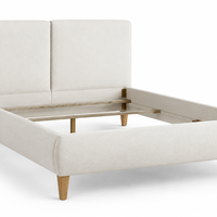 Modern Beige Rounded Platform Bed Frame