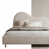 Modern Off-White Curved Headboard Bed Frame