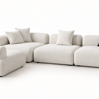 Modern Beige Sofa with Ottoman
