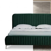 Modern Emerald Velvet Channel-Tufted Bed Frame