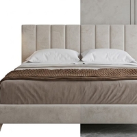 Modern Taupe Velvet Wingback Bed Frame