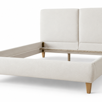 Modern Beige Rounded Platform Bed Frame