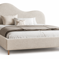 Modern Off-White Curved Headboard Bed Frame