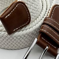 חגורת קלועה אלסטית עם אבזם מתכת – קרם