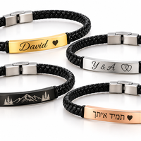 צמיד עור קלוע בצבע שחור