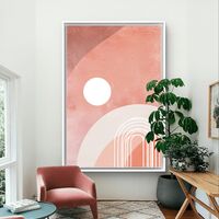 שמש פודרה – תמונת קנבס אבסטרקט גיאומטרית בגווני ורוד ושמנת | CR6542