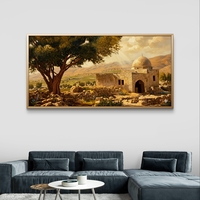 תמונת קנבס לרוחב של קבר רחל אימנו בנוף ארץ ישראלי פתוח עם אור חמים, עץ עתיק ומבנה קדוש – עיצוב רוחני מבית תכשיט לבית