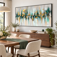 תמונת קנבס אבסטרקט ירוק־טורקיז וזהב | דגם MH5863