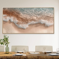 תמונת קנבס לרוחב של חוף וגלים בגווני טורקיז וזהב – NEXTGEN BY BAR