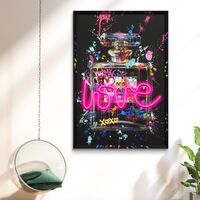 תמונת בושם גרפיטי LOVE – אמנות LED על סוללות עם שלט רחוק-מידה93*63 ס