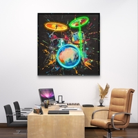 תמונת LED מערכת תופים צבעונית – מופעלת על סוללות עם שלט רחוק - מידה 83*83 ס