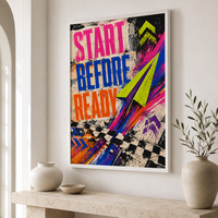 תמונת קנבס מוטיבציה START BEFORE READY עם מטוס נייר | דגם MT395