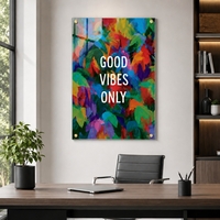 Good Vibes צבעוני – תמונת זכוכית אבסטרקטית עם מסר חיובי – דגם GT9434