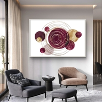 מעגלים גיאומטריים בבורדו וזהב – תמונת קנבס אבסטרקטית מודרנית | CP4522