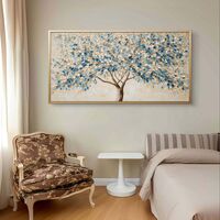 אמנות קיר מודרנית של עץ פורח בגוונים רגועים