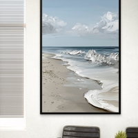 תמונת קנבס נשימת האוקיינוס – נוף ים רגוע עם גלים לבנים וחוף חול בהיר, בעיצוב יוקרתי מתוך קולקציית NEXTGEN BY BAR של תכשיט לבית.