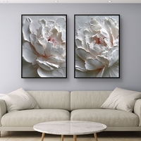 זוג תמונות קנבס אדמוניות לבנות דמוי תבליט עדין – דגם TL8553