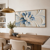 פרח ענק תלת-ממד לבן-כחול עם גלים ספירליים | תמונת קנבס דגם DR164