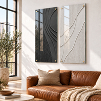זוג תמונות זכוכית גאומטריות בשחור ולבן | דגם BG8014