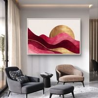 גלי בורדו, ורוד וזהב – תמונת קנבס אבסטרקטית אלגנטית | CP4523