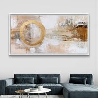 תמונת קנבס אבסטרקטית בהירה עם טבעת זהב מרכזית