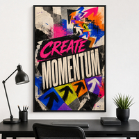 תמונת קנבס השראה CREATE MOMENTUM בטיפוגרפיה צבעונית | דגם MT396