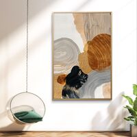 תמונת קנבס אבסטרקטית בגווני זהב, אפור, שחור ובז' עם הדפסה חלקה – תכשיט לבית