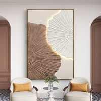 תמונת עלי מניפה אבסטרקטיים – אמנות LED על סוללות עם שלט רחוק-מידה 120*80