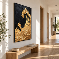 תמונת קנבס גל אבסטרקטי בשחור וזהב | דגם SK5901