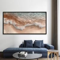 תמונת קנבס לרוחב של חוף וגלים בגווני טורקיז וזהב – NEXTGEN BY BAR