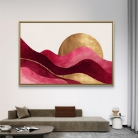 גלי בורדו, ורוד וזהב – תמונת קנבס אבסטרקטית אלגנטית | CP4523