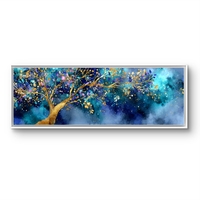 עץ הכוכבים – תמונת קנבס עץ מוזהב על רקע כחול עמוק בסגנון חלומי | CL6005