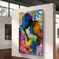 תמונת קנבס זוג אוהבים צבעונית בסגנון מודרני לסלון