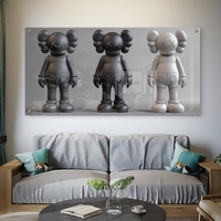 תמונת זכוכית לרוחב עם שלושה פסלים מודרניים בגווני שחור, אפור ולבן, עיצוב עכשווי מקולקציית NEXTGEN BY BAR