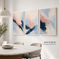שלישיית תמונות קנבס פרימיום אבסטרקט בגווני ורוד וכחול – PR291