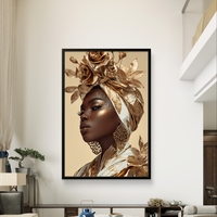 מלכת הזהב – תמונת קנבס פורטרט יוקרתי בזהב, שמנת וחום עמוק | CY1212