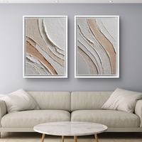 זוג תמונות קנבס טקסטורליות בגווני אבן, חול ושמנת – דגם DA2222