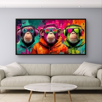 שלושת ה-DJ – תמונת קנבס קופים עם אוזניות בסגנון פופ-ארט | CY4513