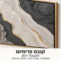 תמונת קנבס פרימיום גלים מופשטים בשחור, לבן וזהב | דגם PR7853