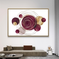 מעגלים גיאומטריים בבורדו וזהב – תמונת קנבס אבסטרקטית מודרנית | CP4522