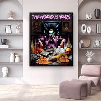 תמונת קנבס, הג'וקר, THE WORLD IS YOURS, אומנות לקיר, תמונות לבית, תמונות לסלון, עיצוב יוקרתי, תמונת פופ ארט, תכשיט לבית, קנבס איכותי, תמונות מעוצ