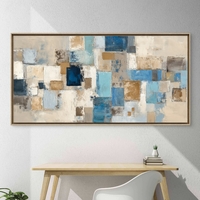 תמונת קנבס אבסטרקטית בגווני בז', כחול וטורקיז בעיצוב מודרני