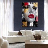 תמונת קיר מודרנית יוקרתית עם אפקט זהב ואדום עז