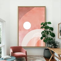 שמש פודרה – תמונת קנבס אבסטרקט גיאומטרית בגווני ורוד ושמנת | CR6542