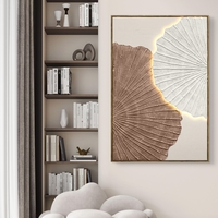 תמונת עלי מניפה אבסטרקטיים – אמנות LED על סוללות עם שלט רחוק-מידה 120*80