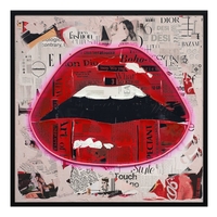 תמונת שפתיים ניאון ורוד – אמנות LED על סוללות עם שלט רחוק--מידה 83*83 ס