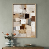 קומפוזיציית בלוקים בגווני שמנת, בז׳ וחום – תמונת קנבס אבסטרקטית | DX5111