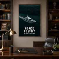 No Risk No Story – תמונת קנבס יאכטה מוטיבציונית למשרד יוקרתי | MT5664