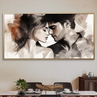 תמונת קנבס רומנטית של זוג מתקרב ברכות בגווני חום ולבן – עיצוב מודרני ועדין מתוך קולקציית NEXTGEN BY BAR של תכשיט לבית.