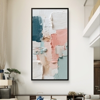 קנבס מודרני בגווני ורוד פודרה וטורקיז מעושן.